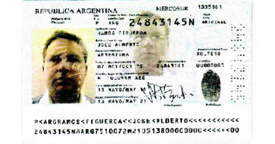 Foto del DNI argentino falso de Ignacio Purcell Mena, a nombre de Jose Alberto Ramos Figueroa